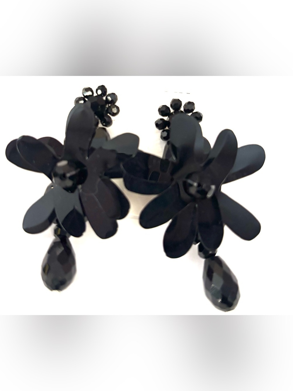 Fashion Jewelry Black Floral Drop Earrings